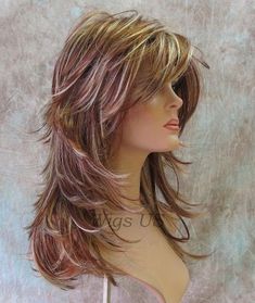 Choppy Layered Hairstyles, Shoulder Length Curly Hair, Prom Hairstyle, Layered Haircuts For Medium Hair, Real Hair Wigs, Long Hair With Bangs