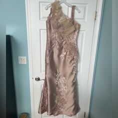 Worn Once As A Mother Of The Groom Dress, Great Condition Elegant Beige Floor-length Mother Of The Bride Dress, Glamorous Champagne Floor-length Mother Of The Bride Dress, Champagne Embellished Floor-length Mother Of The Bride Dress, Terani Couture, Size 12 Dress, Groom Dress, Mother Of The Groom, Couture Dresses, Size 12