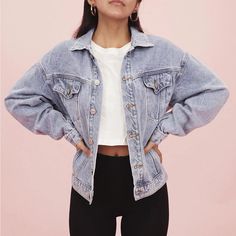 Brand New With Tags! Perfect Oversized Fit. Trendy Oversized Washed Denim Jacket, Oversized Washed Denim Jacket In Trendy Style, Oversized Light Wash Button-up Denim Jacket, Oversized Blue Denim Jacket With Pockets, Everyday Light Wash Long Sleeve Denim Jacket, Trendy Denim Blue Jacket For Everyday, Oversized Light Wash Denim Jacket For Spring, Oversized Washed Denim Jacket, Oversized Washed Blue Trendy Denim Jacket