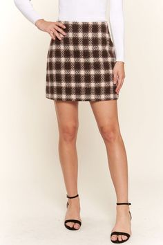 And The Why Women's Brushed Plaid Mini Skirt Autumn Picnic, Plaid Mini Skirt, Cozy Sweater, Skirt Design, Basic Style, Cozy Sweaters, Denim Top, Plaid Pattern, Outfit Sets