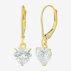 Earring Back: Lever BackShape: HeartStone Cut: HeartStone Millimeter Measurement: 7 Mm Length, 7 Mm WidthMetal Color: YellowEarring Length: 23mmEarring Width: 6.9mmCare: Wipe CleanStone Type: 2 Cubic ZirconiaEarrings Type: Wire EarringsEarrings Style: Drop EarringsMetal: 14k GoldAssembled in the US from Imported Materials Formal Heart Cut Cubic Zirconia Earrings, Gold Heart Earrings With Prong Setting In 14k Gold, Formal Cubic Zirconia Heart Earrings, Fine Jewelry Heart Cut Earrings, Pierced Heart Cut Earrings For Formal Occasions, Gold Heart Earrings With Prong Setting For Valentine's Day, Gold Heart Cut Earrings With Prong Setting, Gold Heart Earrings For Valentine's Day With Prong Setting, Classic Gold Heart Earrings With Brilliant Cut