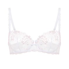 French chic has never been so effortless. A delicate collection with floral embroidering and guipure lace. Refined and sophisticated. Style# 12B330 Style: Demi Cup Bra w/ Underwire Fabric: 98% Polyester, 2% Elastane. Design: Embroidered half-cup bra with guipure lace and jacquard satin with underwire. Round curve. Enhanced neckline. Underwired, without pads. Fit and Tips: Unlined, sheer lace and tulle. Adjustable straps embellished with guipure lace. Feminine White Bra With Lace Closure, Feminine Full Cup Bra With Delicate Lace, Delicate White Lace Bra, White Lace Delicate Bra, Half Cup Bra, Demi Cup Bra, White Bra With Built-in Support And Micro-elastic Fit, Demi Cup, Simone Perele