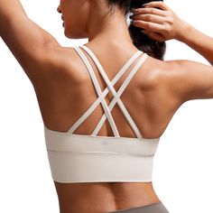 PRICES MAY VARY. Designed for yoga and training. Medium support Sleek, sweat-wicking fabric with decent compression, so comfortable and four-way stretch Removable built-in chest pads Scoop neckline. Criss-cross back offers proper support Longline design adds more coverage and stability The Naked Feeling collection focuses on providing silky soft feeling and chafe-free comfort. Four-way stretch gives perfect amount of compression. Criss cross backless design provides decent support and shows off Yoga Pad, Yoga Light, Crz Yoga, Soft Feeling, Collection Design, Workout Crop Top, Backless Design, Yoga Gym, Padded Bras