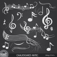 chalkboard music clipart with musical notes