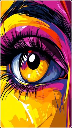 an eye with bright colors is shown in this artistic painting effect photohopped to look like