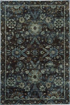 an area rug with blue and brown colors