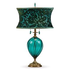 Daphne by Susan Kinzig and Caryn Kinzig (Mixed-Media Table Lamp) | Artful Home Glass Finial, Moody Decor, Media Table, Brass Fixtures, Prospect Park, Design Studios, Green Decor, Green House, Contemporary Home Decor