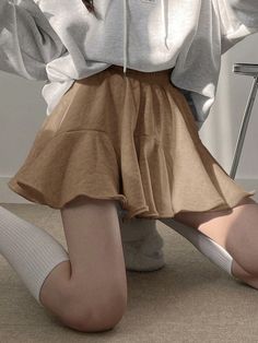 Solid Color Casual Elastic Waistband Loop Hem Mini Skirt Without Lining Camel Casual   Polyester Plain Flared Non-Stretch  Women Clothing, size features are:Bust: ,Length: ,Sleeve Length: Short Pollera, Cute Skirt, Women Skirts, Estilo Hip Hop, Mocha Brown, Cute Skirts, Kids Sleepwear, Mocha, Women Clothing