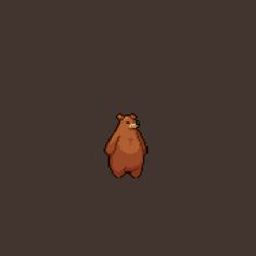 an animated brown bear standing on its hind legs in front of a dark background with the words,