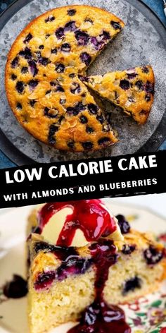 low calorie cake with almonds and blueberries