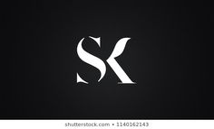 the letter s and k is made up of two overlapping letters, one black and white