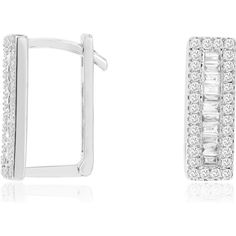 Royal 18K White Gold Huggie Earrings with Round and Baguette Diamonds - 0.51 Carat Total Diamond Weight Luxury Baguette Cut Lab Grown Diamond Earrings, Luxury White Linear Earrings With Prong Setting, Gold Huggie Earrings, Baguette Diamonds, Radiant Diamond, Royal Jewelry, Huggie Earrings, Baguette Diamond, Huggies Earrings