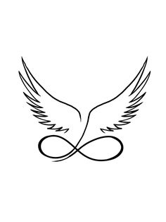 a black and white image of an angel wing with the word love written in it