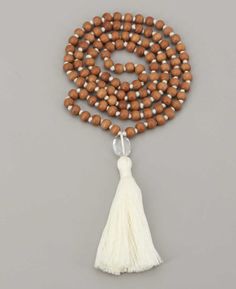 Gentle Sandalwood Beads Meditation Mala, Knotted – Buddha Groove Spiritual Brown Mala For Meditation, Holistic Healing Mala With Wooden Beads, Brown Spiritual Mala For Meditation, Spiritual Wooden Beads Mala For Meditation, White Mala With Wooden Beads For Meditation, Holistic Beaded Mala For Meditation, Buddha Groove, Sandalwood Mala, Glass Wind Chimes