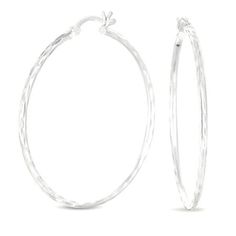 These timeless double-diamond-cut hoop earrings are beautifully crafted in sterling silver. Size: One Size. Color: White. Gender: female. Age Group: adult. Double Diamond, Sterling Silver Hoop Earrings, Sterling Silver Hoops, Silver Hoops, Silver Hoop Earrings, Diamond Cut, Gender Female, Womens Watches, Women's Earrings