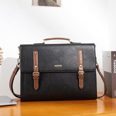 Flap closure 
   15.6 INCH LAPTOP BAG FOR WOMEN: A fresh take on a modern classic style, the briefcase for women is crafted in Vintage Vegan-leather. Perfectly poised and ready for the day, the CLUCI leather briefcase for women takes you anywhere you go in beautiful style.    LAPTOP BAG WITH MULTI-COMPARTMENT: Open magnetic snap flap closure and pull smooth metal zipper to reveal a roomy structured interior features 4 large compartments, 2 slip pockets,2 pen slots and 1 zip-fastening pocket – s Briefcase Women, Laptop Messenger Bags, Laptop Briefcase, Laptop Bag For Women, Modern Classic Style, Computer Bags, Leather Briefcase, Satchel Handbags, Laptop Bag