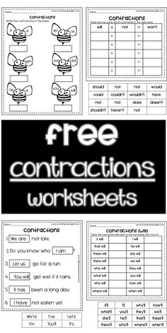 free worksheets for conjunctions with the words and numbers in black and white