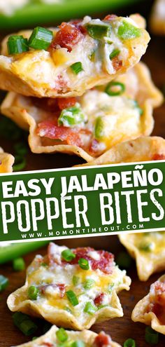 easy jalapeno popper bites are loaded with cheese, bacon and green onions