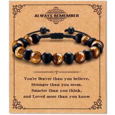 PRICES MAY VARY. 【Gifts for Men Boys】 Wearing a yellow tiger eye bracelet can inspire men confidence, courage and execution, and help men maintain firm beliefs and a positive attitude when facing difficulties and challenges. 【Bracelets for Men Boys】-- Perfect gifts for son, grandson, dad, brother, husband on Birthday, Christmas, Easter, Anniversary, Graduation, Father's Day, Back to School or any occasion. Legend has it that when the tiger eye stone bracelet naturally falls off or wears out, his Adjustable Black Bracelet For Birthday Gift, Adjustable Black Bracelet For Birthday, Adjustable Black Jewelry For Birthday Gift, Adjustable Black Beaded Bracelets For Birthday Gift, Black Bracelets As Birthday Gift, Black Bracelet For Birthday Gift, Adjustable Black Beaded Bracelets As Birthday Gift, Adjustable Black Wristband As Birthday Gift, Adjustable Black Wristband For Birthday Gift