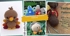 there are three pictures of turkey crochet patterns on this page, one is for the stuffed animal