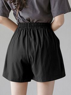 Solid Elastic Waist Button Pocket Casual Shorts Singapore Malaysia, Women Shorts, Summer Design, Casual Fits, Design Element, Casual Shorts, Elastic Waist, Womens Shorts, Elastic