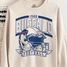 Vintage Buffalo Football Crewneck, Buffalo Bill Sweatshirt Football Tshirts Ideas, Football Merch, Sports Merch, Football Crewneck, Sports Festival