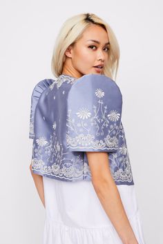 Filipino Clothing, Filipino Fashion, Modern Filipiniana, Filipiniana Dress, Blue Highlights, Organza Fabric, Butterfly Sleeves, White Embroidery, Unique Outfits