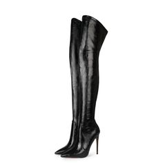 Shop Black Over The Knee Stiletto Pointed Slip-on Work Thigh High Boots color Black for Big Day, Dancing Club, Travel, Work with worldwide Free shipping & Free return. Fitted High Shaft Boots, High Heel Stiefel, Knee High Heels, Pointed Toe Boots, Toe Boots, Black High Heels, Thigh High Boots, Haiti, Over The Knee Boots