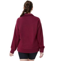 Stay cozy and stylish this fall and winter with our Cotton and Polyester blend half zip pullover for women. This oversized hoodie features a quarter zipper and drop shoulder collar for an effortlessly chic look. Perfect for fall and winter fashion, this long sleeve sweater is a versatile piece that can be easily styled with pants, jeans, or joggers. Whether you're heading to the office, a casual outing, or a workout session, this pullover sweatshirt will keep you warm and on-trend. Elevate your Sporty Long Sleeve Solid Color Sweatshirt, Trendy Oversized Half-zip Top, Sporty Solid Color Sweatshirt For Winter, Sporty Solid Color Winter Sweatshirt, Sporty Solid Color Winter Tops, Oversized Long Sleeve Outerwear For Leisure, Sporty Solid Color Sweatshirt For Fall, Half-zip Sportswear Sweatshirt For Fall, Oversized Fleece Hoodie With Half-zip