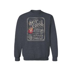 Get into the holiday spirit with this Men's Old Fashioned Hot Cocoa Fleece Sweatshirt.FEATURES Crewneck Ribbed hemline Long sleeveFABRIC & CARE Cotton Machine wash Imported Color: Dark Heather. Gender: female. Age Group: adult. Material: Fleece|Cotton. Winter Cotton Sweatshirt, Pre-shrunk, Winter Cotton Sweatshirt Pre-shrunk, Winter Cotton Pre-shrunk Sweatshirt, Cozy Graphic Print Sweater For Winter, Cozy Graphic Print Winter Sweater, Winter Fleece Sweater With Letter Print, Fall Holiday Cotton Sweatshirt, Cotton Sweatshirt For Fall Holiday, Winter Pre-shrunk Crew Neck Sweatshirt