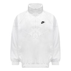 Nike Windrunner Anorak Jacket 'White' DQ4910-100 White Technical Sports Outerwear, White Technical Hooded Track Jacket, White Functional Sports Outerwear, Technical White Hooded Track Jacket, Nike Long Sleeve Outerwear For Light Sports, White Track Jacket For Light Sports In Winter, White Functional Windbreaker For Sports, White Winter Sports Windbreaker, Nike White Windbreaker For Winter