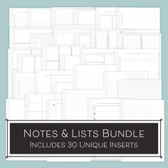 the notes and lists bundle includes 30 unique inserts