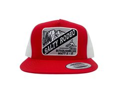 Salty Rodeo OL’ SEDONA Red with White Mesh Snapback Trucker Hat - Southern Girls Boutique Red Snapback Hat For Rodeo, Red Snapback Trucker Hat For Rodeo, Red Trucker Hat For Rodeo, Red Trucker Hat 5-panel, Hats Country, Western Hat Styles, Western Fashion Jewelry, Country Hats, Cowgirl Accessories