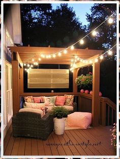 Elevate your outdoor space with our stunning pergola decorations ideas! Discover creative ways to enhance your pergola with beautiful plants, twinkling lights, and stylish furnishings. Whether you're aiming for a cozy retreat or a vibrant entertaining area, these inspiring decorations will transform your pergola into a breathtaking focal point. Dive into our curated tips and let your outdoor oasis shine with charm and elegance! Patio String Lights, Savvy Southern Style, Outdoor Room, Small Deck, Have Inspiration, Deck Ideas, Patio Lighting, Building A Deck, Outdoor Deck