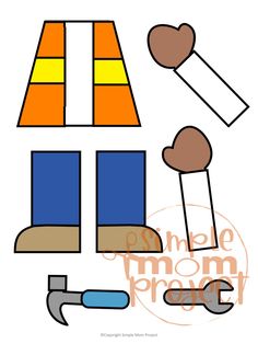 Looking for easy cut and paste paper crafts to add in your puppet show? Look no further! These printable construction worker paper bag puppet crafts are the ideal activities for toddler, preschool or kindergarten kids. This construction worker puppet making is great to improve children’s motor skills and creativity. Download and purchase your printable construction worker puppet templates now! Construction Worker Preschool Crafts, Printable Community Helpers, Ruler Crafts, Bag Puppet, Diy Nursing, Paste Paper, Doll Template