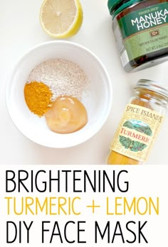 Diy Peel Off Face Mask, Honey For Acne, Lemon Diy, Lemon Face Mask, Brightening Face Mask, Tumeric Face