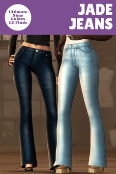 The Jade Jeans are a great pair that are slightly wider than a skinny jean so they are more modern in vibe. These cc jeans come in every denim colour you need #TheSims4 Colored Denim