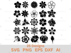 Flower Icons, Flowers Petals, Silhouette Svg, Cricut Vinyl, Silhouette Designer Edition, Digital Illustration, Flower Garden, Bundles, Drawing And Illustration