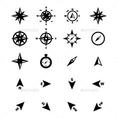 the compass and other symbols are drawn in black ink