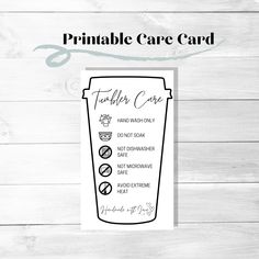 a printable card with the text, printable care card