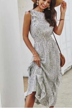 US$ 32.91 - Summer Elegant Sexy Wave point beach Ruffles midi Dress Women 2020 Fashion Print dot Ladies boho Vacation dress women vestidos - www.streetally.com Flowy Polka Dot Dress For Vacation, Polka Dot Flowy Dress For Vacation, Flowy Knee-length Midi Dress For Beach Season, Flowy Polka Dot Midi Dress, Summer Midi Length Polka Dot Dress, Summer Midi Dress In Polka Dot, Knee-length Polka Dot Beach Dress, Polka Dot Midi Maxi Dress For Beach, Knee-length Ruffled Maxi Dress For Vacation