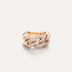 Pomellato Catene Ring | Pomellato Online Boutique US Luxury 14k Rose Gold Ring, Luxury 14k Rose Gold Promise Ring, Glamorous Yellow Gold Diamond Rings, Rose Gold Cubic Zirconia Diamond Ring, Everyday Luxury 14k Gold Diamond White Diamond Ring, Rose Gold Diamond Ring With Accents For Everyday Luxury, Everyday Luxury 14k Gold Diamond White Ring, Fine Jewelry 14k Rose Gold Rings With Diamond Accents, 14k Rose Gold Rings With Diamond Accents