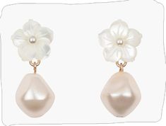 Luxury Hair Accessories, Luxury Hair, Pearl Flower, Crystal Pearls, Baroque Pearls, Shoe Box, Rhodium Plated, Post Earrings, Mother Of Pearl