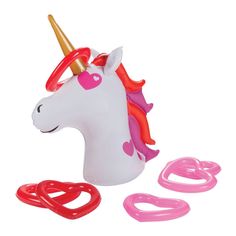 an image of a toy unicorn with accessories for it's head and manes