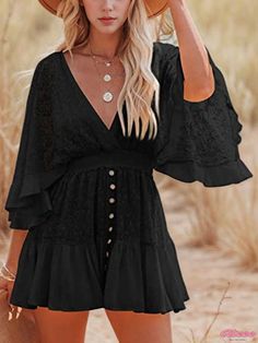 Resplendent Winged Sleeve Evening Attire Batwing Sleeve Dress, Mori Fashion, Formal Dresses With Sleeves, Lace Tunic, Dress 2024, Lace Patchwork, Lace Dress Black, Crop Top Shirts, Sweet Dress