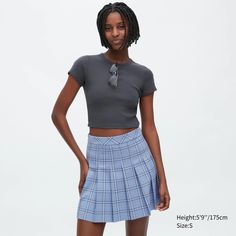 Nwt Check Mini Skirt Size M Light Blue Color, Very Cute Waist 28-29 Inches Light Stretchy Waist Long Tiered Skirt, Check Mini Skirt, Mini Pleated Skirt, Pleated Chiffon Skirt, Quilted Skirt, Wool Mini Skirt, Navy Skirt, Knit Midi Skirt, Denim Skirt Women