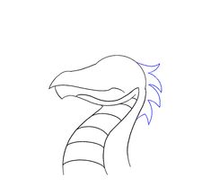 a drawing of a snake's head with blue lines on the top and bottom