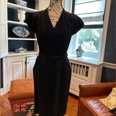 Awesome, Timeless Black Power Dress. Almost Brand New! Classic Black V-neck Dress, Classic Black Dress For Date Night, Black Lined Sheath Dress, Black Sheath Dress With Lining, Black Sheath Dress Lined, Classic Black Sheath Midi Dress, Power Dress, Banana Republic Dress, Black Power