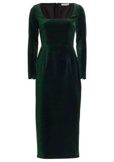 Nyla Velvet Dress in Dark Green | Over The Moon Emilia Wickstead Dress, Velvet Sheath Dress, Velvet Bridesmaid Dresses, Emilia Wickstead, Jumpsuit Elegant, Royal Outfits, Velvet Fashion, Wear To Work, Over The Moon