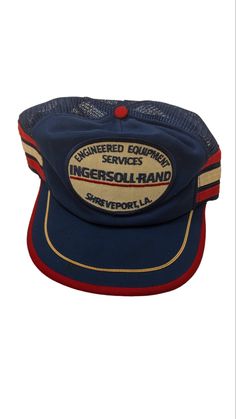 Ingersoll Rand 3 Stripe Trucker Hat Vintage 80s Snapback Cap Shreveport LA Patch Equipment Services In good vintage condition. The deteriorated foam has been removed and cleaned. Very wearable. We ship daily. Follow us on Instagram Facebook Pintrest and Twitter @thriftstigators.  http://etsy.com/shop/thriftstigators Vintage Trucker Hat, Merch Ideas, Vintage Trucker Hats, Snapback Cap, Hats Vintage, Trucker Cap, Caps Hats, Trucker Hat, Accessories Hats